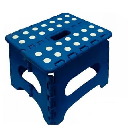 Foldable Step Stool - Folding Stepping Stool For Kids & Adults Multipurpose Stook For Kitchen Garden Bathroom With Easy To Carry Handle 23 x 19 x19 cm | Holds Up To 120 Kg Weight (Blue) Cover
