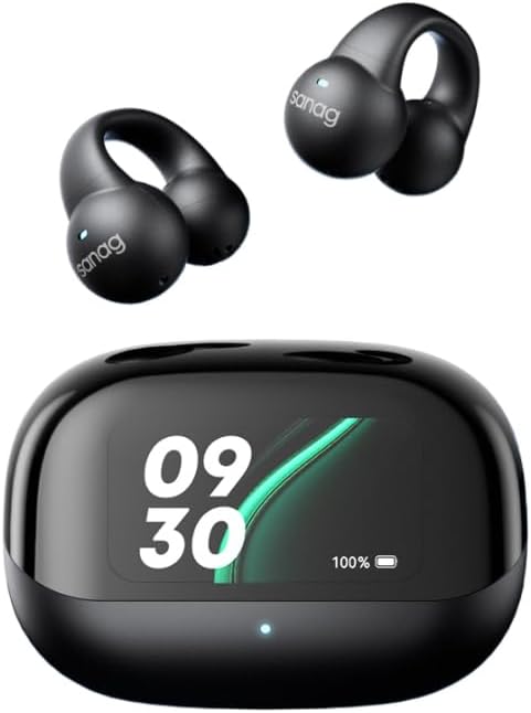 AE-SMART - Sanags S2 Pro Smart Screen Bluetooth Earphone Ear Clip Headset Wireless Open Ear Т𝖶Ѕ Sports Headphones Hifi Sound Earclip Earbuds (black)