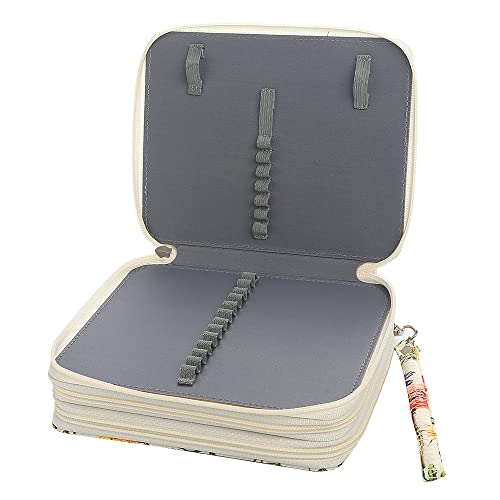 Image of 72 Slots Pencil Case Organizer w /Removal Handle Strap | 3-Layer Zipped Pencils Box Large for Colored Pencils Watercolor Pencils for Office and Travel for Artist