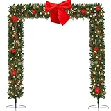 Karl home Christmas Artificial Tree Archway Decoration, Realistic PVC Holiday Tree Arch Frame for Outdoor Indoor Room Festival Party Wedding Garden, Flat Top
