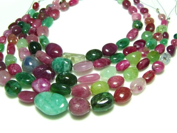Rubis émeraude saphir de qualité AA en perles pépites lisses pour la création de bijoux précieux