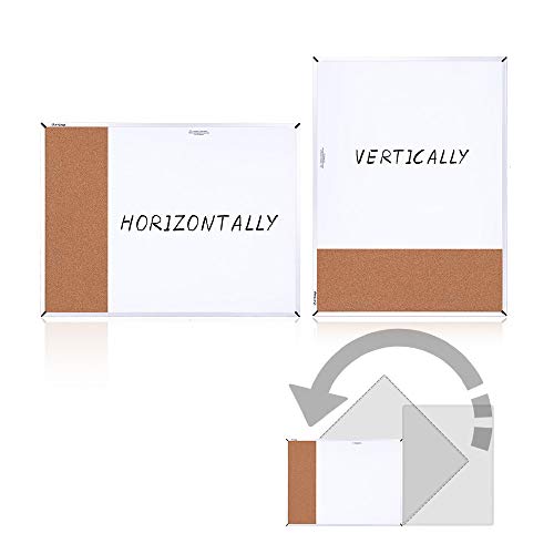 White Board & Cork Bulletin Board, 24\" X 18\", Combination Dry Erase Board & Cork Board, Vision Board for Home, Office, School - Includes 6 Magnetic Markers, 1 Eraser, 2 Strong Magnets and 10 Pins. - Thumbnail 4