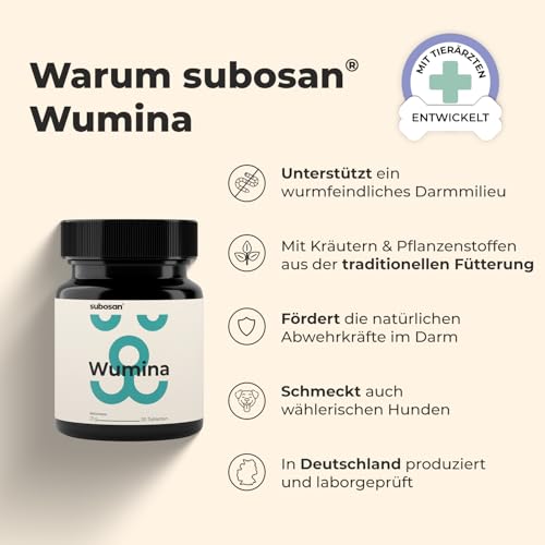 subosan® Wumina – Wurm-Kraut Tabletten für Hunde – für eine stabile Darmflora & EIN gutes Bauchgefühl – kein Anthelminthikum