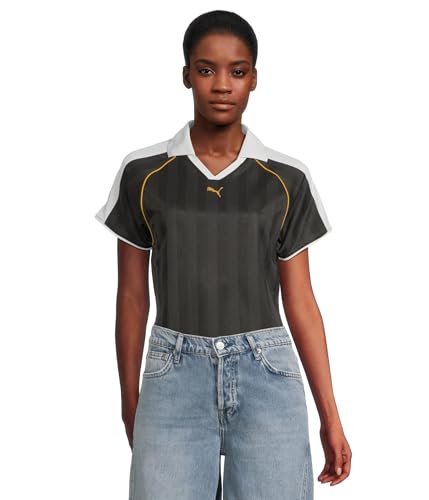 PUMA Womens T7 Relaxed Collared Short Sleeve Jersey Casual - Black - Size L - image 1