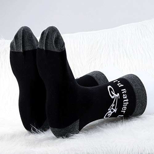 MBMSO Funny Bike Socks Cyclists Gifts 2 Pairs I'd Rather be Biking Socks Gift for Biker Novelty Cycling Lover Gifts2