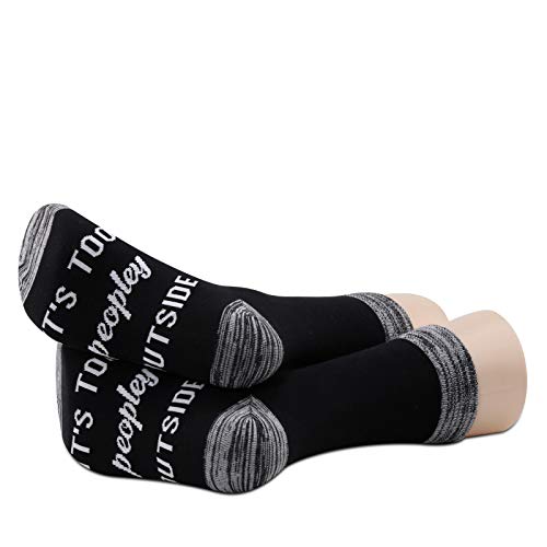 JXGZSO 2 Pairs Introvert Gift Socks Introvert Humor Gift It’s Too Peopley Outside Socks4