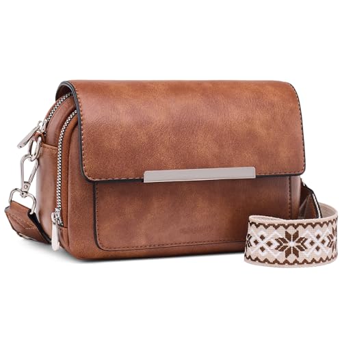 Roulens Sacs à bandoulière pour femmes, sacs à main à bandoulière en cuir végétalien, sac à main pour téléphone portable pour femmes avec large sangle réglable