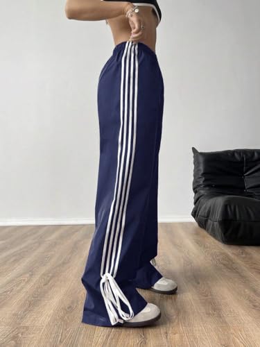 Image of Elasticated Sporty Women Cargo Track Pant with Side Stripes