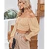 MIRACMODA-Womens-Elegant-Off-The-Shoulder-Puff-Sleeve-Blouse-Summer-Chiffon-Slim-Fit-Party-Crop-Top MIRACMODA Womens Elegant Off The Shoulder Puff Sleeve Blouse Summer Chiffon Slim Fit Party Crop Top Apricot