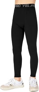 NCTCITY Kids Boys Leggings Fitness Base Layer Fleece Lined Winter Thermal Compression Long Pants Children Workout Athletic Tights for Running Training Cycling Basketball Age 5-12 Child