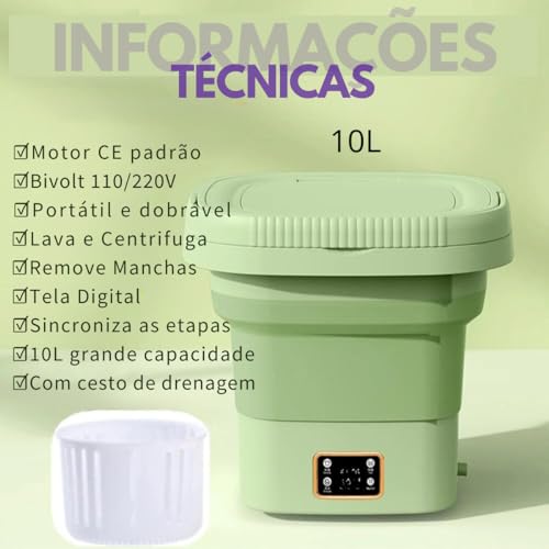 Mini máquina de lavar portátil, mini lavadora de 10L de alta capacidade lavagem, máquina de lavar do