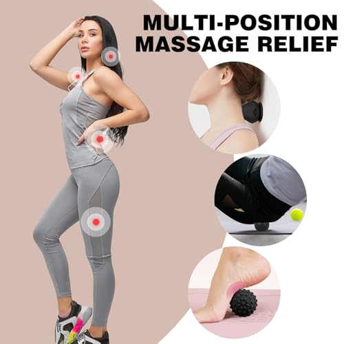 Image of WOVTE Massage Lacrosse Ball for Sore Muscles, Shoulders, Neck, Back, Foot, Body, Deep Tissue, Trigger Point, Muscle Knots, Yoga and Myofascial Release (Blue) (Black(Set))