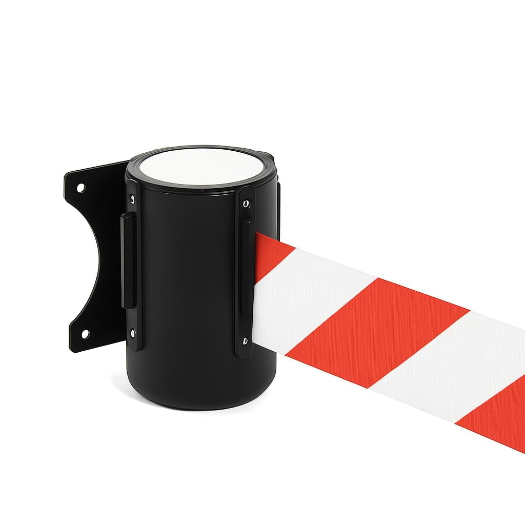 Barrière rétractable murale rouge/blanche de 2 m, cordon de sécurité pour barrière de file d'attente à dérouler