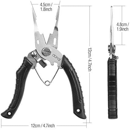 DONQL Fishing Pliers Fishing Hook Remover Stainless Steel Fishing Tongs Multifunctional Split Ring Pliers Line Cutter Handy as Disgorger & Scissor