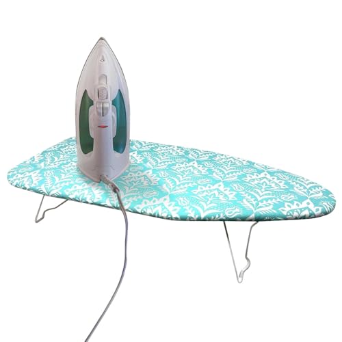 Mini Tabletop Ironing Board - Ironing Laundry Clothes | Adjustable Height, 100% Cotton Cover, Steel Net Board, Sewing Accessory | Lightweight For Travel & Foldable For Easy Storage