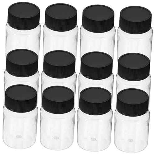 SOLUSTRE 12pcs 50ml Wide Mouth Sample Bottles Refillable Bottles with Screw Caps for Organizing Storing and Dispensing Liquids