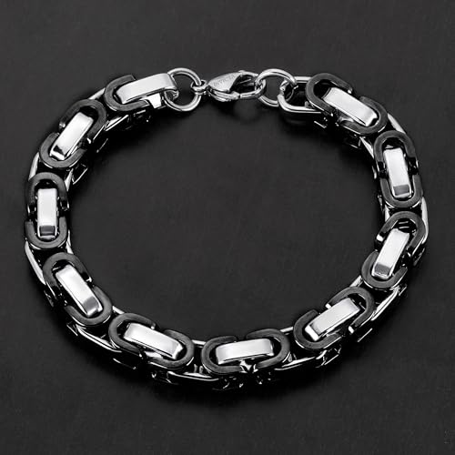 Pulsera de acero inoxidable para hombre, cadena bizantina 8mm 8.75" miniatura 5
