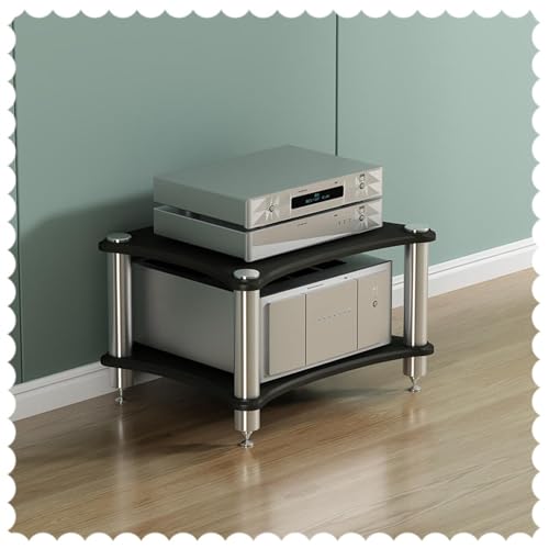 Mueble para vídeo HiFi de 2 niveles y estante organizador multimedia para oficina en casa
