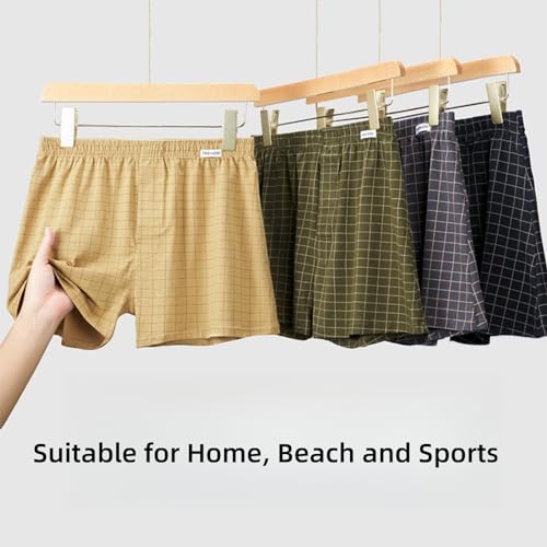 Men's Tagless Boxer Woven Underwear, Cotton Boxer Shorts Sleep Pajamas Multipacks2