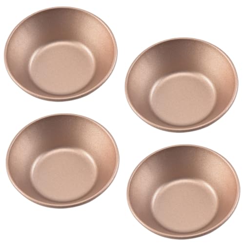 Alipis Lot De 4 Moules À Tartelettes En Or Rose Moules À Pudding En Acier Au Carbone À Ronds À De Cuisson Revêtement Antiadhésif Taille Compacte