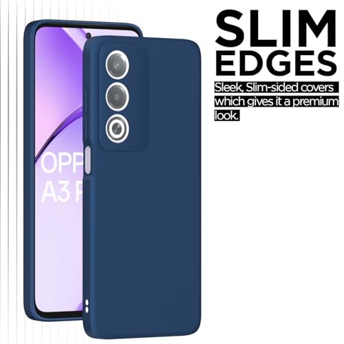 Image of Outlouders Back Cover for Oppo A3 Pro 5G | Camera Protection | Durable Soft Matte Silicone Bumper Case (Blue)