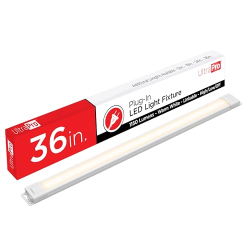 UltraPro 36 inch Plug-in Linkable Under Cabinet Lights, High/Low/Off, Warm White Light (2700K), LED...