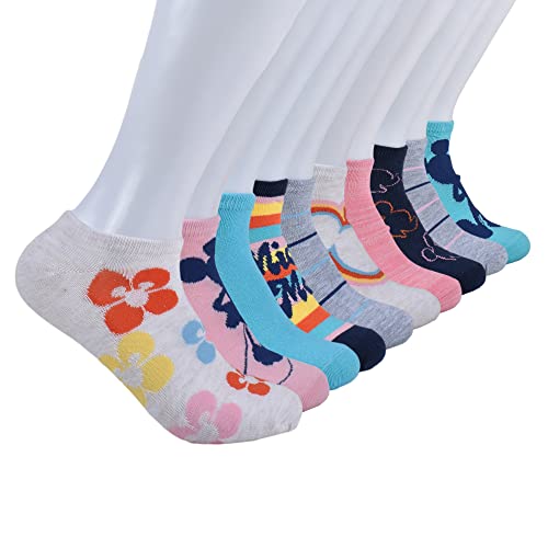 Disney Women's No Show 10-Pack Sock, Retro, 9-11
