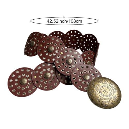 Western Belt for Women Wide Hollow Leather Disc Belt with Metal Buckle Style Cowgirl Waist Belt for Dresses Skirt4