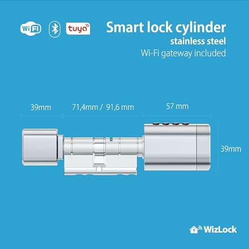 Smart-Home Tuya Bluetooth Smart-Zylinder WizElek, Aluminiumlegierung, Internetzugang über...