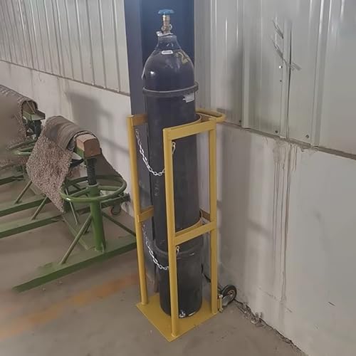 Estante de cilindro de oxígeno móvil con ruedas, carrito de almacenamiento resistente para organización universal de cilindros de gas y transporte seguro
