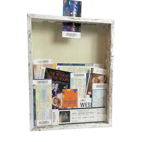 Ticket Shadow Box 1114 White Top Loading Display Case Frame with Top Slot Perfect for Movie Travel Concert Sporting Events Ticket Stubs Beer Caps and Memory Keepsakes Box