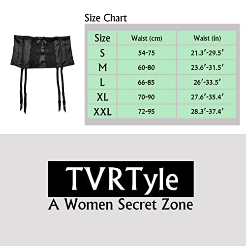 Tvrtyle Black Women's Waist Training Fishbones Lace Metal Clips Sexy Garter Belts For Stockings S516B (Black, Medium) #TOP4