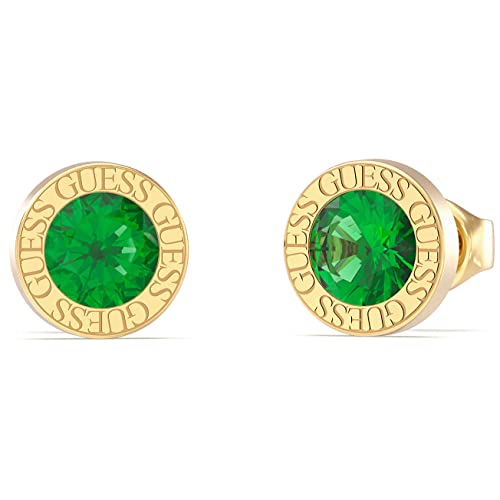 Guess 32023473 Boucles d'oreilles pour femme en acier inoxydable avec zircons Doré Vert Taille unique
