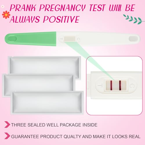 Image of Skylety 3 Pack Fake Pregnancy Test Prank Kit - April Fools' Day Realistic Positive Result Joke Sticks Prank Fake Early Result Pregnancy Test for Hilarious Gags and Practical Jokes(Green)