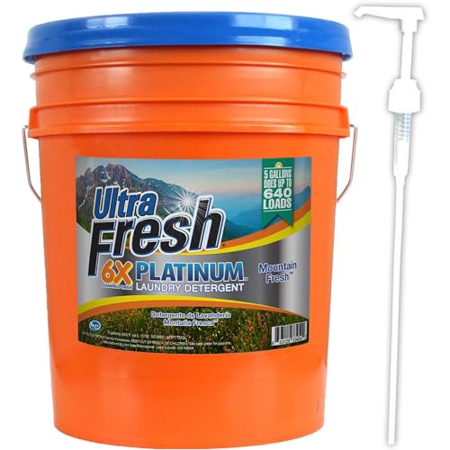 Image of Ultra Fresh 6X Platinum 5 Gal Laundry Detergent, Mountain Fresh Bundled with 2 Pack Platinum 6X Laundry Detergent Sheets with Fresh Scent