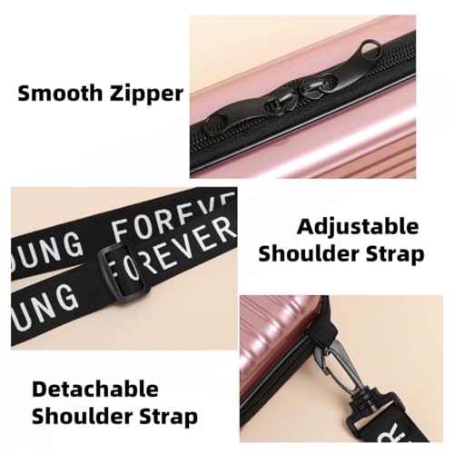Mini Luggage Crossbody Bag - Stylish and Durable Hard Shell Travel Purse with Adjustable Forever Young Strap for Women - Purple4