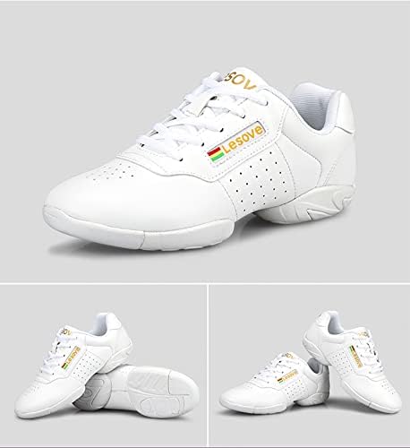 BAXINIER Girls White Cheerleading Dance Shoes Athletic Training Tennis Breathable Youth Competition Cheer Sneakers | Image 4