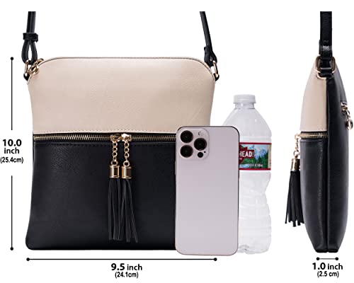 Image of Solene Womens Lightweight Medium Crossbody Purse with Tassel, Perfect Size Crossbody Bags for Daily Use, travel