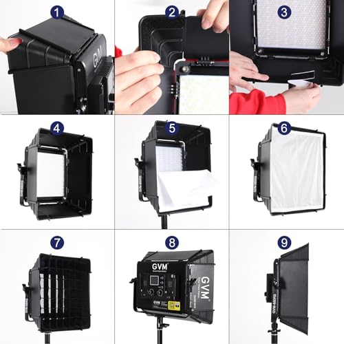 GVM RGB Led Video Light with 3 Softboxes, 680RS 3 Packs 50W Studio Lights with Bluetooth Control, Upgrade Photography Lighting with 18 Lighting Scenes, led Panel Lights for Video Recording, YouTube