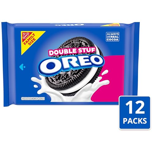 Image of OREO Double Stuf Chocolate Sandwich Cookies, Family Size, 12-18.71 oz Packs
