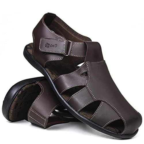 Sandália Fechada Casual Masculino Couro Látego cor:Marrom;Tamanho:38