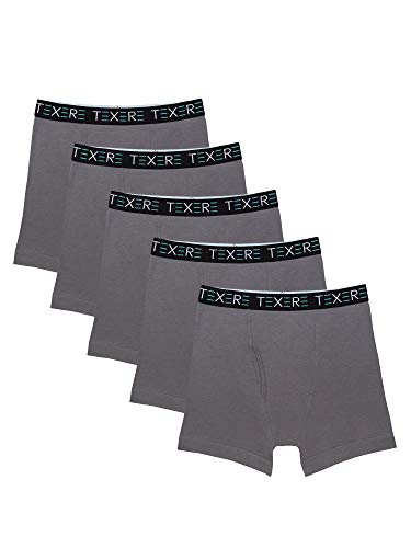 Texere Men's Athletic Boxer Brief (Adao, Charcoal 5 PK, L) for Men