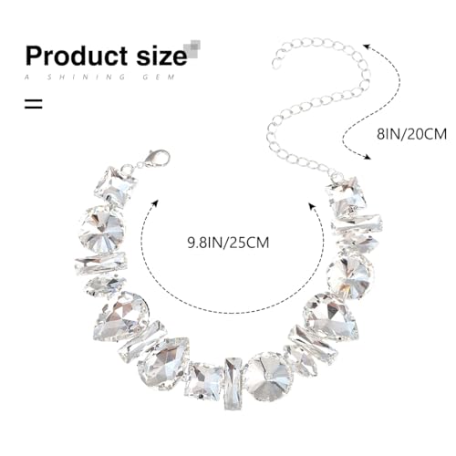 JONKY Rhinestone Choker Necklace Silver Big Diamond Jewelry for Women4