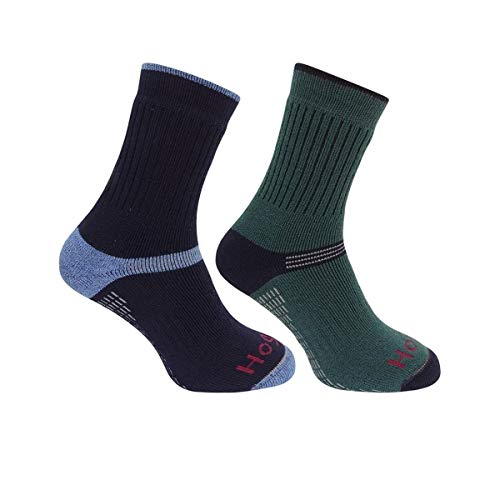 Hoggs of Fife 1905 Tech Active Socks (Twin Pack) - Green/Navy Small