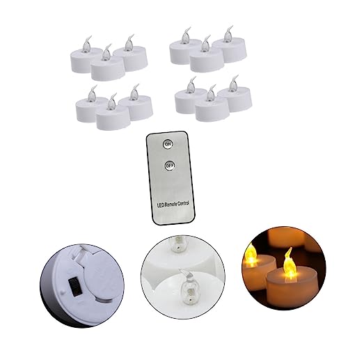 Mipcase 12 Pezzi Candela Elettrica LED Trasparente per Romantiche e Decorazioni Nuziali Lampade Votiva con Telecomando e Luce Bianca Festiva Garantita