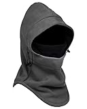 Tahbilk Balaclava Fleece Hood,Heavyweight Cold Weather Winter Motorcycle,Windproof Ski Mask,Ski&Snowboard Gear (Grey+Black)