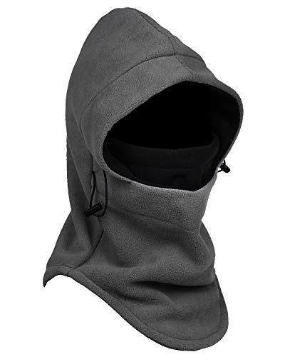 Balaclava Fleece Hood,Heavyweight Cold Weather Winter Motorcycle,Windproof Ski Mask,Ski&Snowboard Gear (Grey+Black)