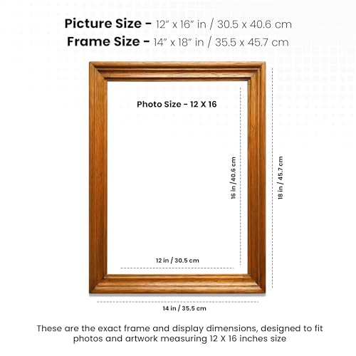 Image of Handmade Wooden Rectangular Photo Frame, 12 x 16 inch Display for Artworks, Pictures and Photos of Your Loved Ones, Best for Home, Office, Wall Decor, Living Room, Bedroom, Honey Maple