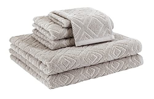 Classic Turkish Towels - Luxury Towel Set For Bathroom, 100% Turkish Cotton, Quick Dry, Soft And Absorbent Bath Towels, Hand Towels, And Washcloths, Larue Collection - 6-Piece Set (Stone) #TOP4