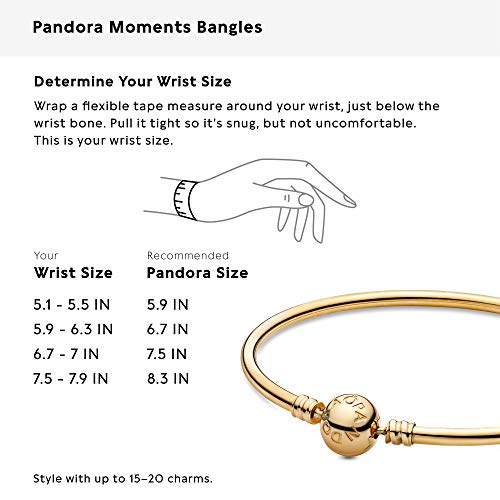 Pandora Jewelry Moments Bangle Sterling Silver Charm Bracelet, 8.3" #TOP7